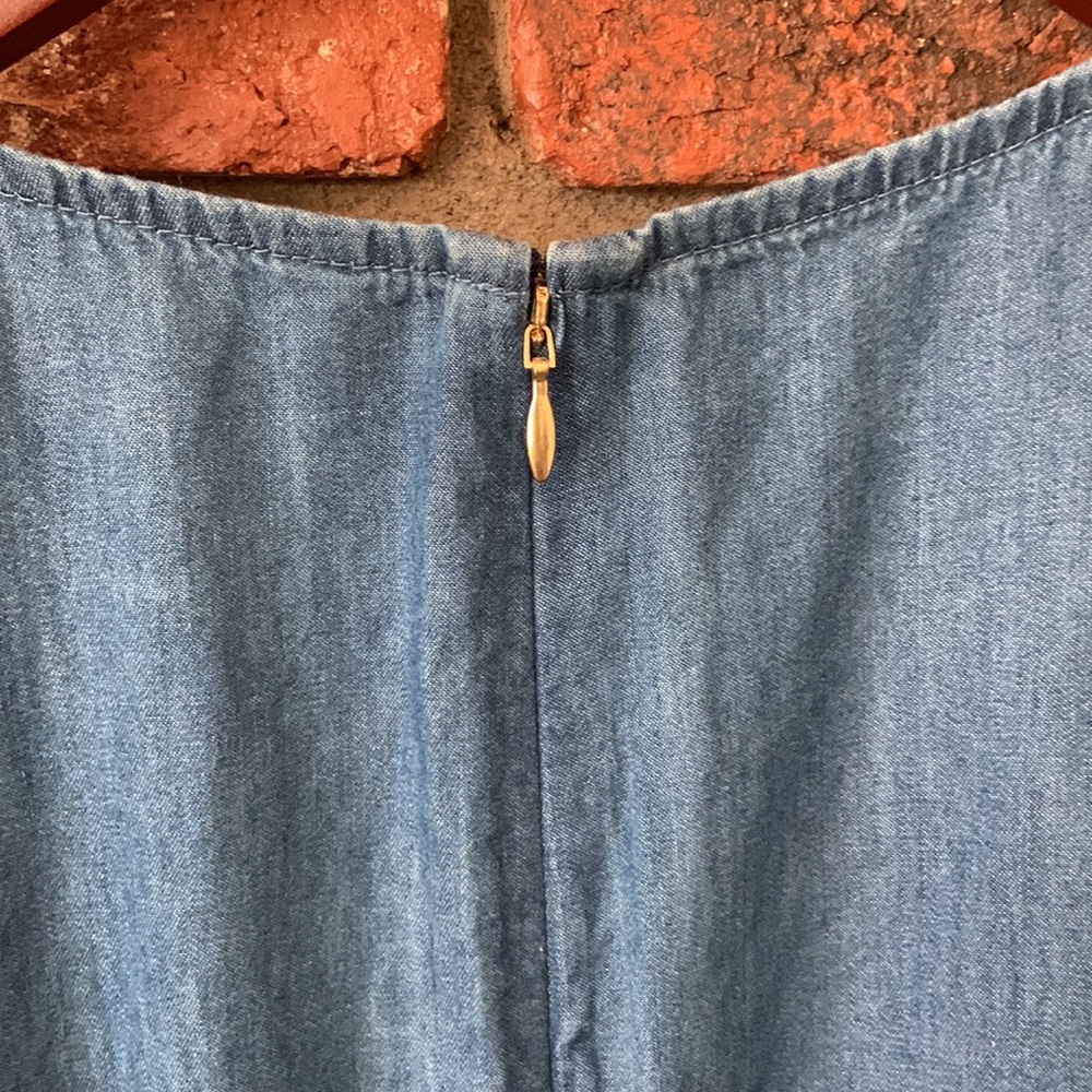 Draper James Ruffle Sleeve Chambray Blue Denim Dress - Picture 10 of 10